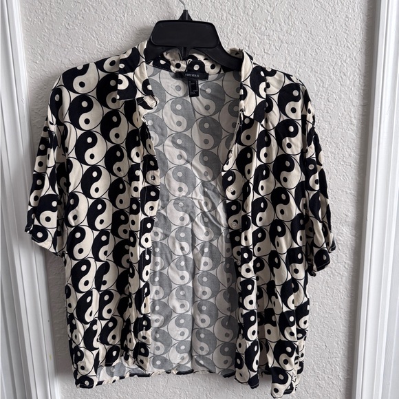 Forever 21 Tops - Forever 21 Black and White Yin Yang Button-Up Shirt
